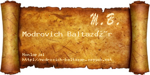 Modrovich Baltazár névjegykártya